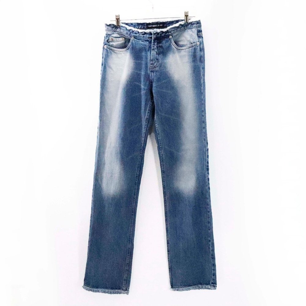 Express Womens Low Rise Bootcut Raw Hem Raw Waist